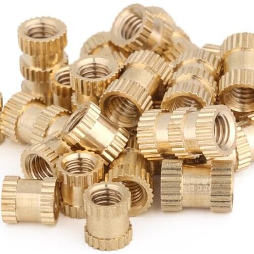 100pcs/lot M2 M2.5 M3 Copper Inserts Brass Double Pass Knurl Nut Embedded Fastener Spacing Nuts C0085