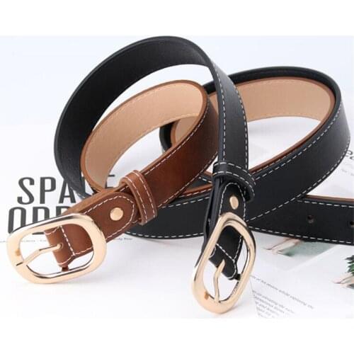 2.8*105cm Solid PU Belt Women Waistband Girls Unisex Metal Buckle Jeans Band Students