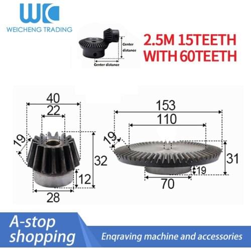 2pcs 1:4 Bevel Gear 2.5 Modulus 15Teeth hole 10mm +60teeth Inner Hole 12mm 90 Degree Drive Commutation Steel Gears Steel Gears