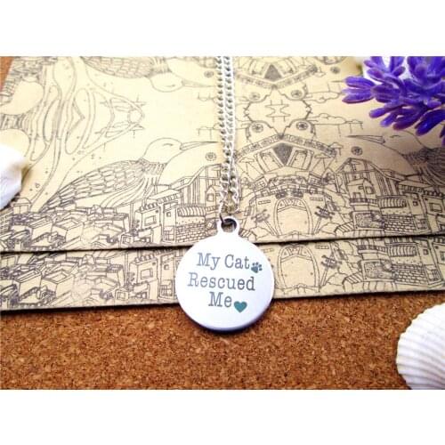 3pcs/lot Fashion stainless steel necklace "my rescued me" Charms Pendant necklace Jewelry Gift more style for choosing