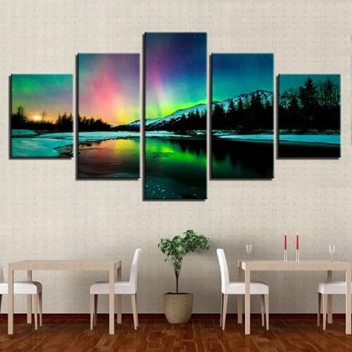 5D DIY Diamond Painting Aurora Borealis Lake Mountain Landscape Full Square Round Rhinestone 3D Embroidery Cross Stitch TT5354