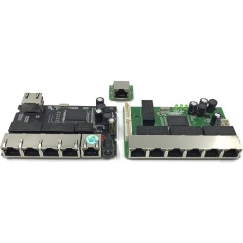 8 Port OEM PBC Gigabit Ethernet Switch 8 Port met 8 pin way header 10/100/1000 m hub 8way power pin Pcb board OEM schroef gat