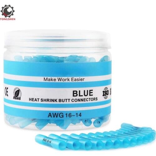 80PCS Blue Heat Shrink Butt Connectors Electrical Wire Splice Cable Crimp Terminals Marine Auto Crimp-Butt Splice Connectors
