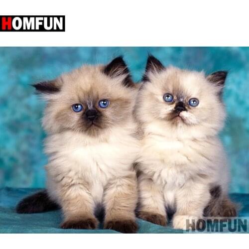 HOMFUN Full Square/Round Drill 5D DIY Diamond Painting "cat" Embroidery Cross Stitch 5D Home A07911