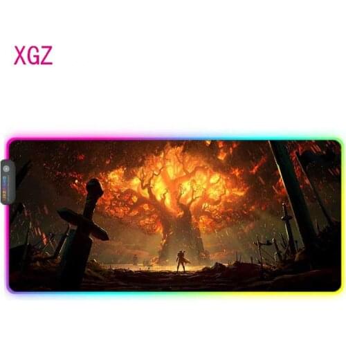 XGZ Tree Fire Anime LED RGB Large Mouse Pad Gaming Mouse Pad USB Backlight Youth Office Computer Pad Keyboard Table Mat