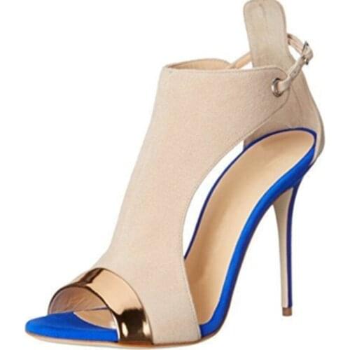 Deification Hollow Suede High Heels Women Sandals Chic Buckle Strap Ladies Shoes Mixed Colors Sexy Party gladiator sandals women