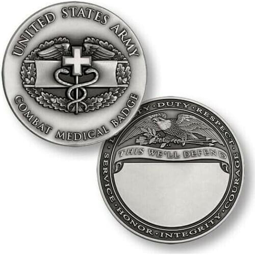 Custom Army Combat Medical Badge 175 Challenge Coin Soft Hard Enamel Brooch Gold Lapel Pin Can be Customized