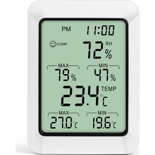 Big LCD Digital Thermometer Hygrometer Alarm Clock MAX/MIN Thermo-hygrometer Home Office Indoor Temperature Humidity Monitor