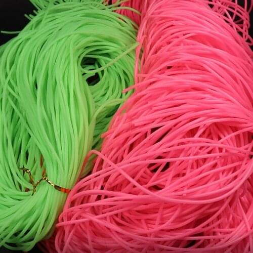 Wholesale 2m/strand Green Pink 3mm Saltwater Rigging Material Soft Luminous Tube Elastic Silicone Rubber Tubing