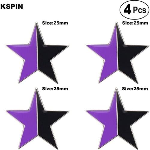 Purple-Black Star Lapel Pin Badge Pin Lapel Pin Badge Brooch Icons 4pcs