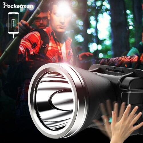 Induction Headlamp USB Rechargeable Headlight Super Bright Head-Mounted Flashlight Outdoor Long-range Night Fishing Headlamp