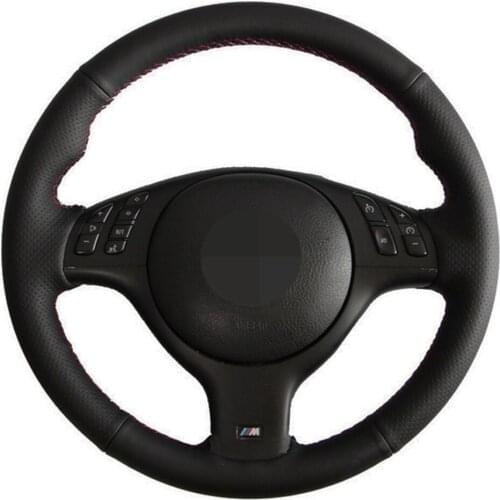 Black Car Steering Wheel Cover Hand-stitched Artificial Leather For BMW E46 E39 330i 540i 525i 530i 330Ci M3 2001-2003