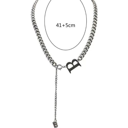 Stainless Steel Classic Letter B Pendant Necklaces Fashion Punk Jewelry Chain Chunky Necklace Jewelry for Women Girls