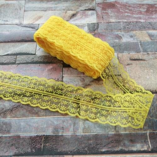 Beautiful Golden Yellow 10 yards 45mm Width Net Embroidery Lace Bilateral DIY Jewelry, Clothing, Wedding, Sewing accessories