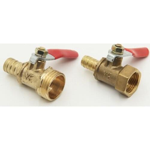 Brass Water Oil Air Gas Fuel Line Shutoff Ball Valve Pipe Fittings Pneumatic Connector Controller Handle 6-12MM Hose Barb Inline
