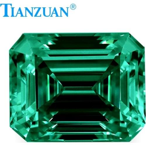 Green color white rectangle shape emeral d cut Sic material moissanites loose gem stone