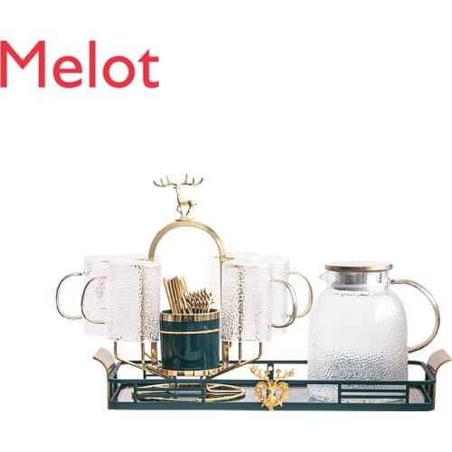Nordic Cup Set Household Light Luxury Heat Resistant Cold Water Jug Water Pitcher Glass Tea Set Living Room Tea Cup Drinking Cup