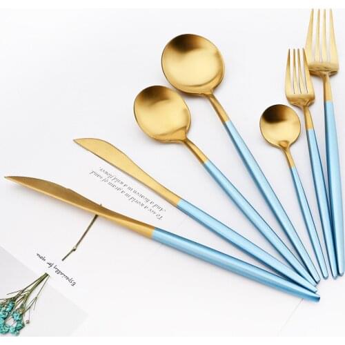 304 Gold Tableware Matte Cutlery Set Salad Fork Spoon Butter Knife Flatware Teaspoon Dessert Fork Stainless Steel Dinnerware Set