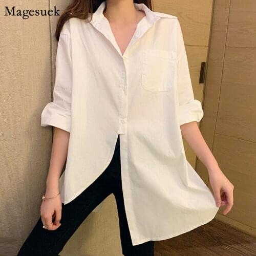 New Fashion Irregular Loose Women Blouse Femme Cardigan Harajuku White Collar Shirt Women Casual Long Sleeve Top Female 12405