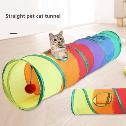 New Funny Pet Cat Cave Tunnel Cat Play Rainbown Tunnel Brown Foldable 2 Holes Cat Tunnel Kitten Toy Bulk Toys Rabbit Tunnel