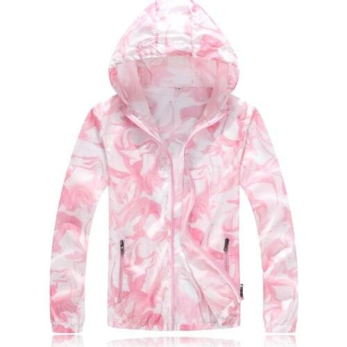 2019 new thin leather sports jacket hooded cardigan quick-drying sunscreen slim gradient printing outdoor travel jacket