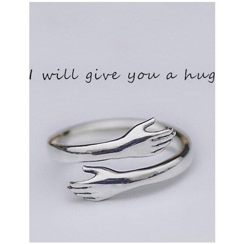 Opening Rings Love Hug Adjustable Ring Bamoer Authentic 925 Sterling Silver Womens Girls Jewellery Xmas Gift!! Couple RingS