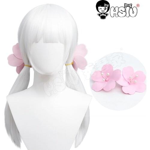 Game Sky Children of Light Cosplay Wig 「HSIU 」Fiber synthetic wig White double ponytail long hair+Free Sakura Hair Accessories