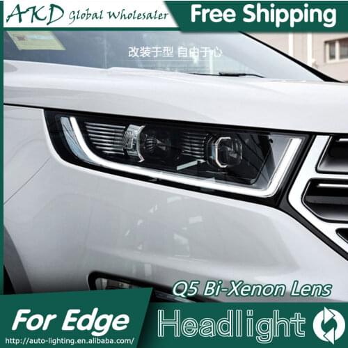 For Car Ford Edge Headlights 2015-2019 DRL Day Running Light LED Bi Xenon Bulb Fog Lights Car Accessory New Edge Head Lamp