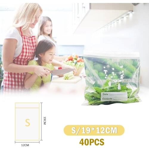 40 pcs/lot Reclosable Plastic Fresh-keeping Bags Fridge Freezing Food Wrap Storage Bags Travel Snack Organizer Kitchen Supplies