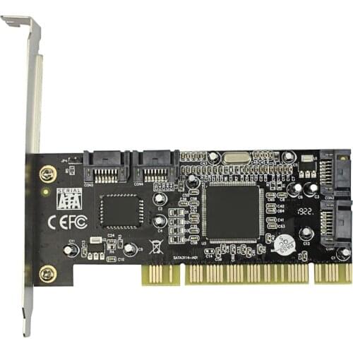 PCI Expansion Add on Card 4 Ports SATA 1.5Gbps for Sil 3114 Chipset RAID Controller Card for PCI Standard 2.3 Desktop Computer