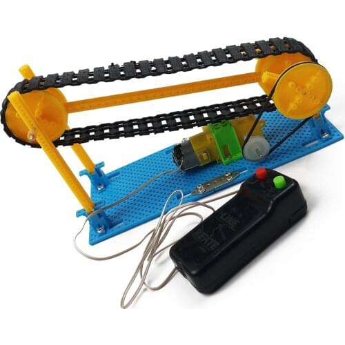 DIY Wire Control Wooden Electric Conveyor Transporter Belt Model Toy Physics Science Education Toy Assembled Materials Kit