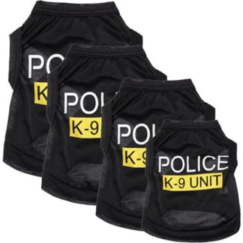 Police Suit Cosplay Dog Clothes Full Polyester Black Elastic Pet Vest Puppy T-Shirt Coat Accessories Apparel Costume Pet Clothes