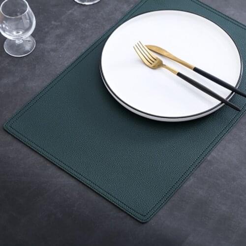 Simple Double Leather Placemats Solid Color Non Slip Table Mat Waterproof And Oilproof Table Pads Kitchen Table Accessories