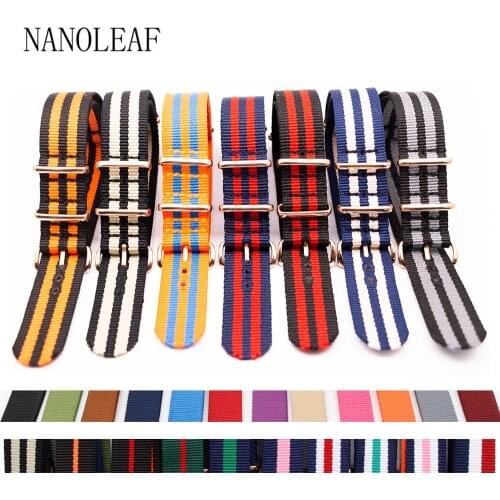 Wholesale One-Piece Nylon Watch Strap with Rose Gold Pin Buckle for Men Women Watchband 18MM 20MM 22MM 24MM NATO Wristband