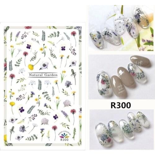 Self-adhesive 3D Stickers for Nail Beautiful Flowers Grass Nail Art Decorations Small Size Fashion Stickers Women Girl Nail Foil