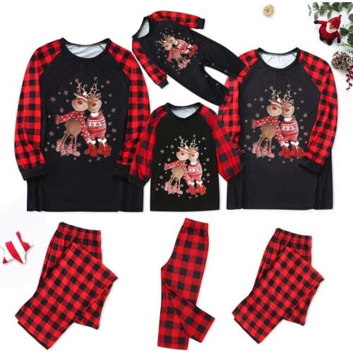 Family Look Christmas Pajamas Set Elk Casual Family Matching Outfits New Years Costumes Nightwear Sleepwear Pyjamas Set L3