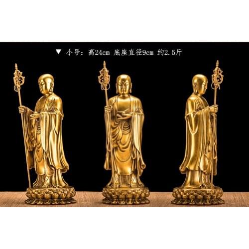 GOOD Ksitigarbha Bodhisattva Buddha figure # Buddhist disciple HOME family efficacious Protection FENG SHUI copper statue 24 CM