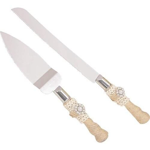 Rustic Wedding Cake Knife and Server Set Wedding Cake Knife Serveing Country Style Wedding Cake Cutter Set for Partys Wedding Bi