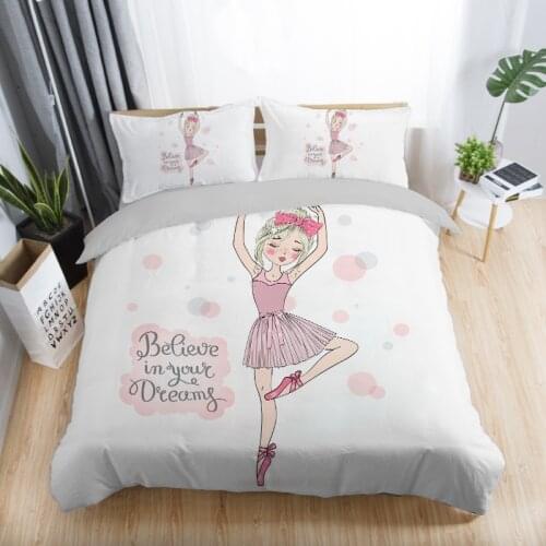 Dance With Unicorn Duvet Cover Ballet Girls Bedding Set Bed Cover Home Textile Bedclothes Soft Bed Set Queen/King Size for Kids