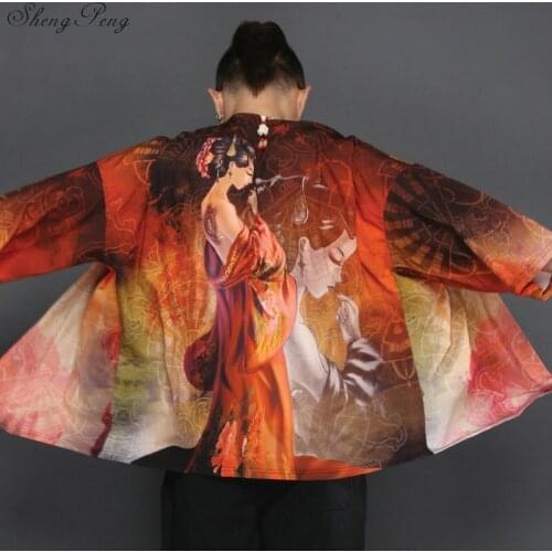 Traditional japanese mens clothing mens yukata japan kimono men traditional chinese blouse chinese top Q148