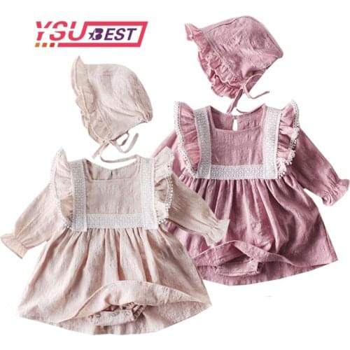2020 Spring Baby Girl Bodysuits Baby Anniversary Day Clothing Lace Baby Bodysuits Cotton Princess Party Dress Bodysuits Girls