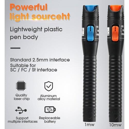 AUA-1A Plastics Red Laser Light Fiber Optic Cable Tester Visual Fault Locator Checker optical power meter 5KM 10KM