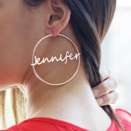 Personality 70mm big earrings Fashion glamour earrings for women Stainless Steel Circle Round Pendientes Mujer Gift