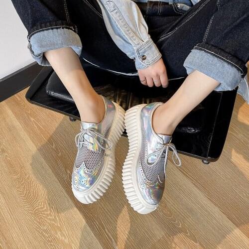 2021 New Pring Trend Shoes For Owmen Genuine Leather [Latform Round Toe Women Shoes Newest Cross Tied Wedding Shoes Woman