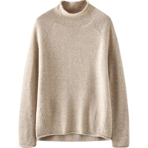 Ordos city High Neck Cashmere Sweater Women Lady Thickened Pure Cashmere Half Turtleneck Pullover