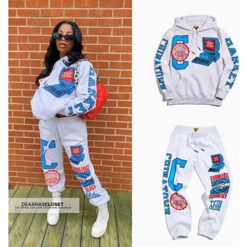 Winter Cartoon Print Women Tracksuit Two Piece Sets Hoodies Sweatshirt and Sweatpants Femme Casual Matching Sets Outfits Street