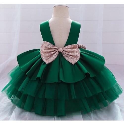 1-5Y Summer Toddler Baptism Dress Evening 1st Birthday Dress For Baby Girl Clothes Bow Princess Dresses Party Lace Cake Dress