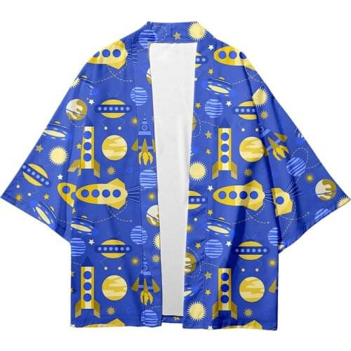 Plus Size S 6XL Star Print Fashion Beach Japanese Kimono Kimetsu No Yaiba Robe Cardigan Men Shirts Yukata Haori Womens Clothing