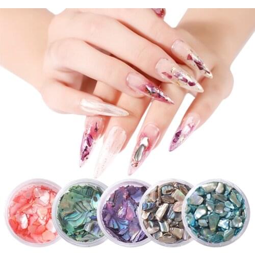 1 Set 6 Colors Mixed Set of Nail Shell Gravel Ultra-thin Shell Abalone Fragments 3D Nail Art Creative Design Decoration