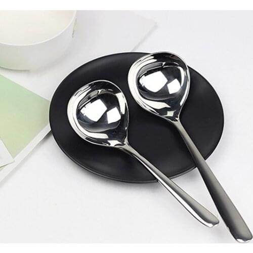 1 PC Stainless Steel Round Soup Spoon Long Handle Honey Teaspoon Stirring Spoon Serving Spoons Tableware Kitchen Utensil